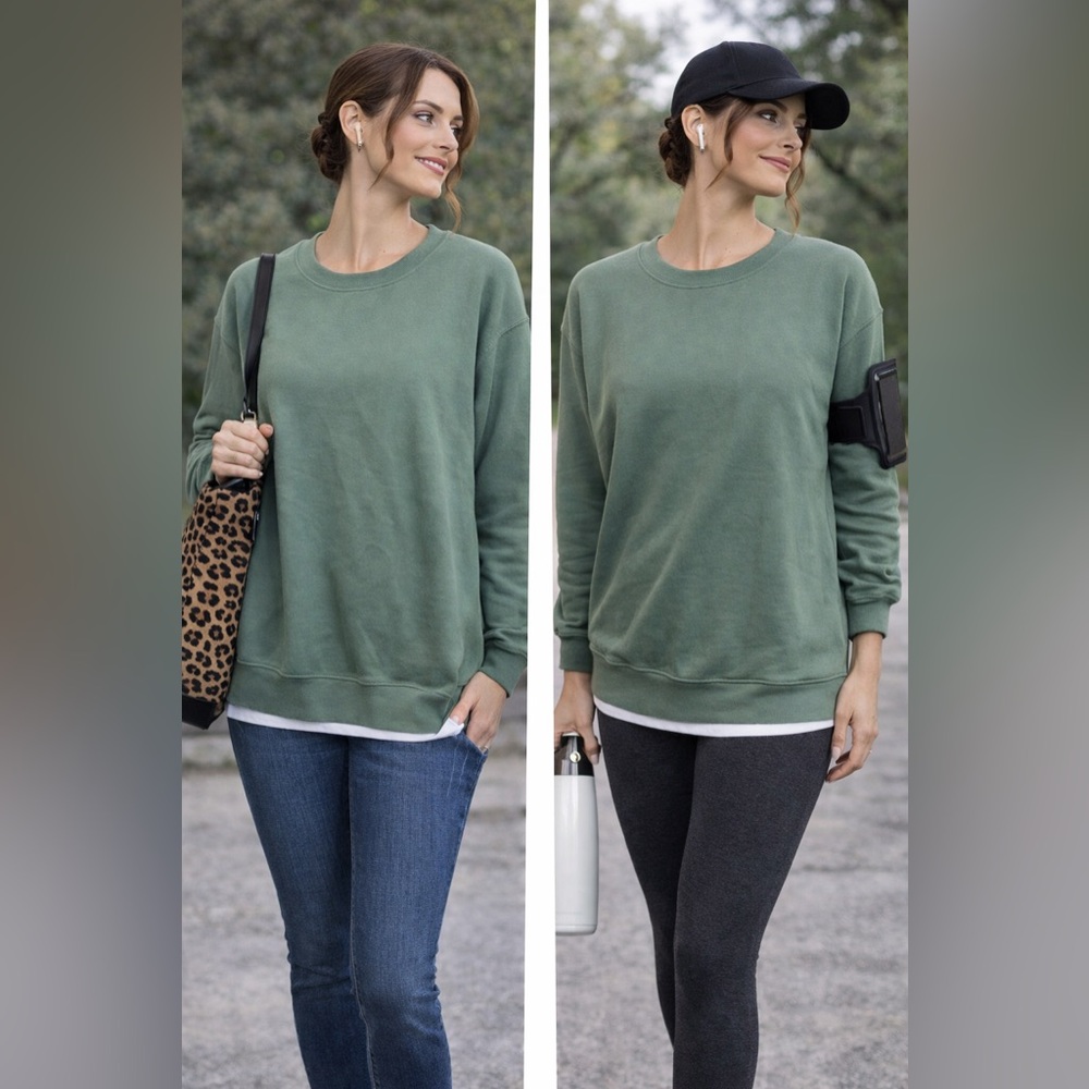 Tuff Athletics Green Off-the-Shoulder Sweater - Picture 12 of 13